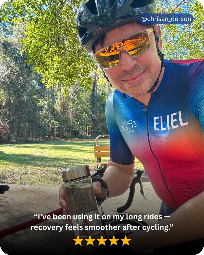 Customer after a long bike ride with HydroWata