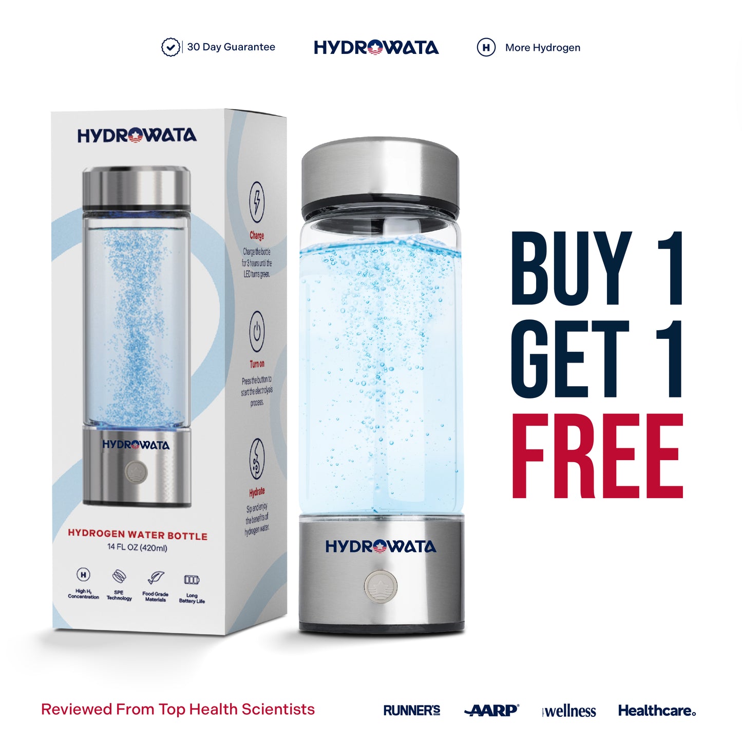 HydroWata - Hydrogen Water Bottle Buy 1 Get 1 Free