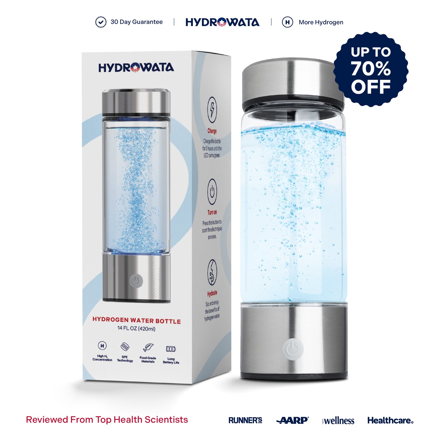 Hydrogen Water Bottle + FREE Case & Brush