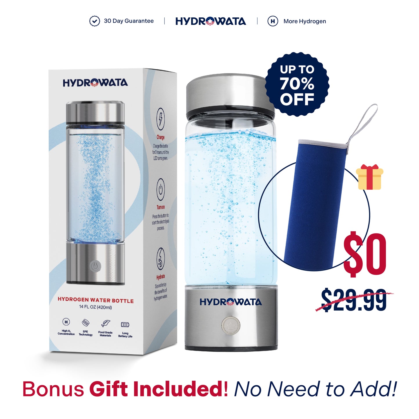 HydroWata | Hydrogen Water Bottle & FREE Gift - Holiday Sale