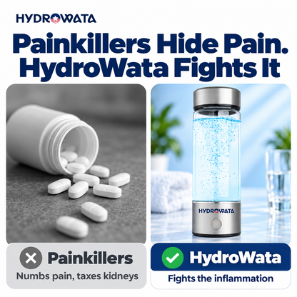 Painkillers Hide Pain. HydroWata Fights It - HydroWata Hydrogen Water Bottle