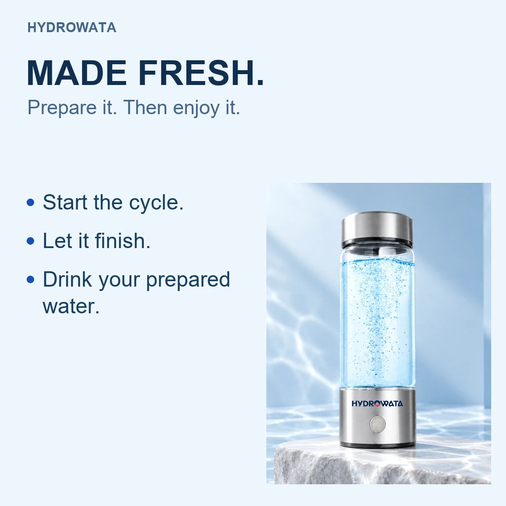 Fresh hydrogen prepared before drinking