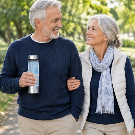 Older couple on a walk with Hydrowata